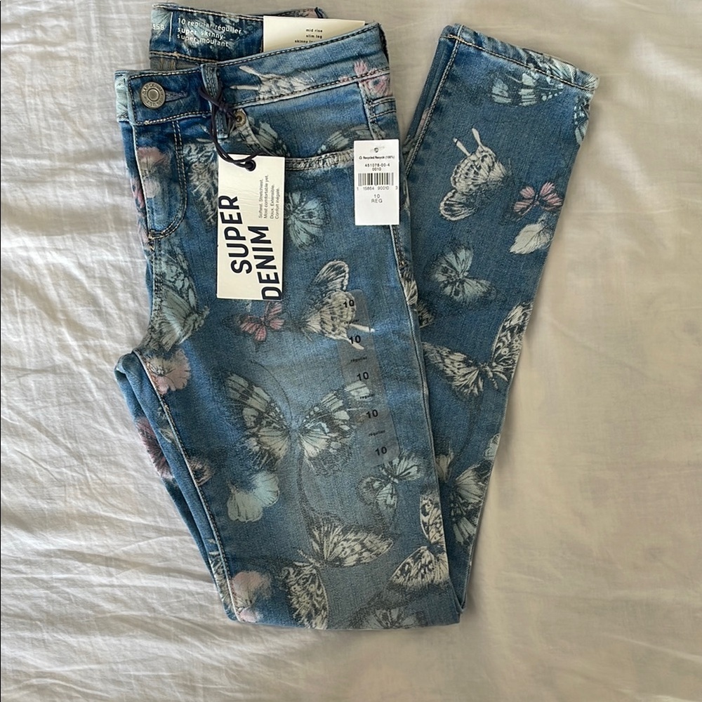 Blue Floral Print Slim Fit Jeans